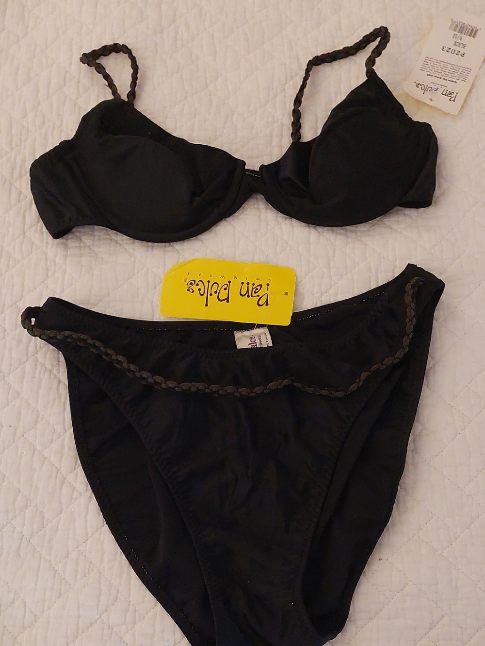 Black Bikini Set with Braided Trim